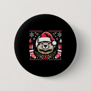 Ugly Christmas Groundhog  6 Cm Round Badge