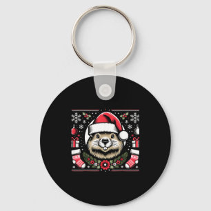 Ugly Christmas Groundhog  Key Ring