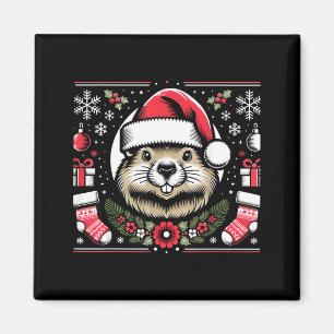 Ugly Christmas Groundhog Magnet