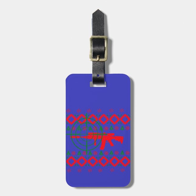 Ugly Christmas gun Luggage Tag (Front Vertical)