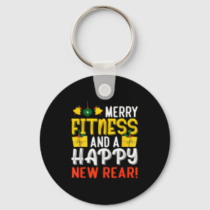 Ugly Christmas Gym Santa Werlifting  Key Ring