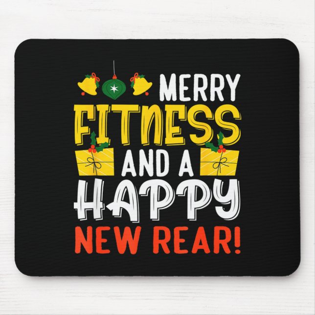 Ugly Christmas Gym Santa Werlifting  Mouse Pad (Front)