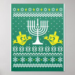 Ugly Christmas Hanukkah Sweater - Happy Hanukkah Poster
