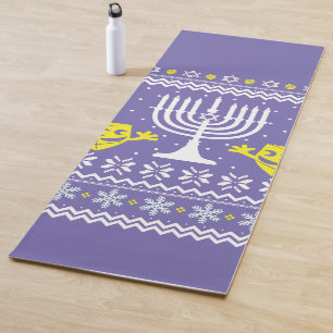 Ugly Christmas Hanukkah Sweater - Happy Hanukkah Yoga Mat