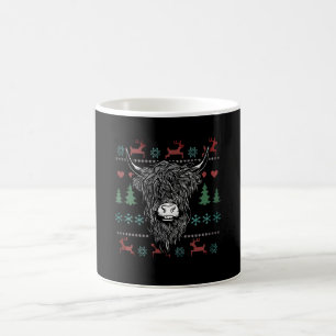 Ugly Christmas Highland Cow Coffee Mug