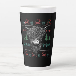 Ugly Christmas Highland Cow Latte Mug
