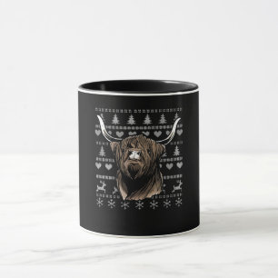 Ugly Christmas Highland Cow Mug