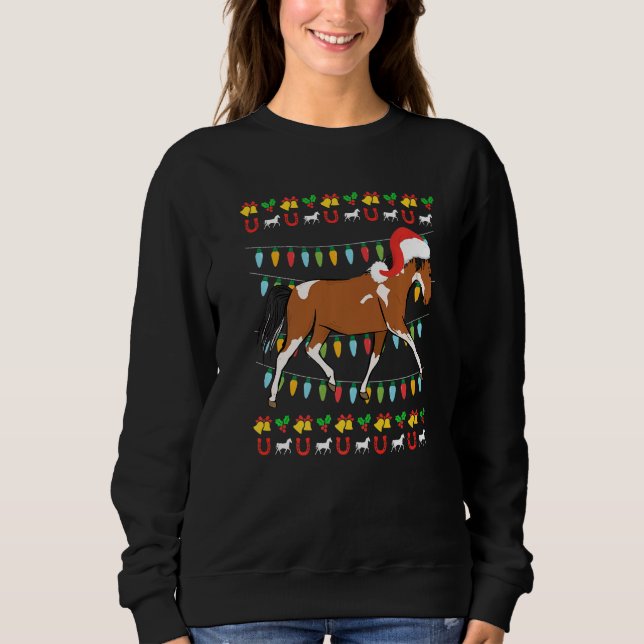 Ugly Christmas horse rider equestrian Christmas Sweatshirt (Front)