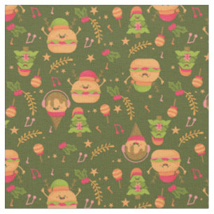 ugly christmas ice cream santa burger fabric