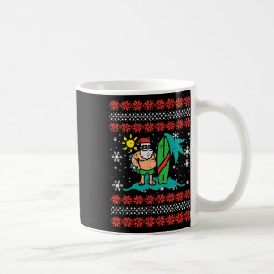 Ugly Christmas In July Sweater Santa Surfer Men Wo Coffee Mug