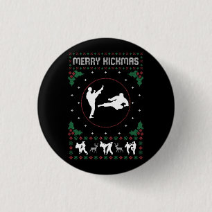 Ugly Christmas Karate Jiu Jitsu Martial Art Merry 3 Cm Round Badge