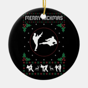 Ugly Christmas Karate Jiu Jitsu Martial Art Merry Ceramic Ornament