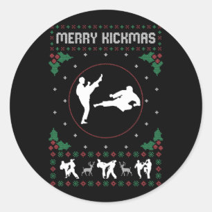 Ugly Christmas Karate Jiu Jitsu Martial Art Merry Classic Round Sticker