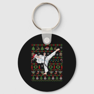 Ugly Christmas Karate Santa Claus Martial Arts  Key Ring