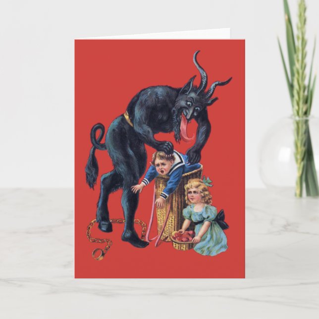 ugly christmas krampus antique red invitation (Front)