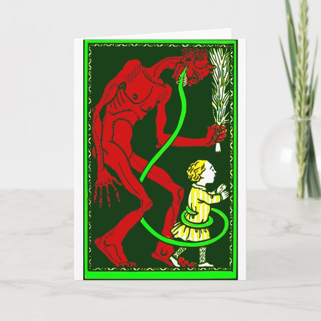 ugly christmas krampus child victorian invitation (Front)