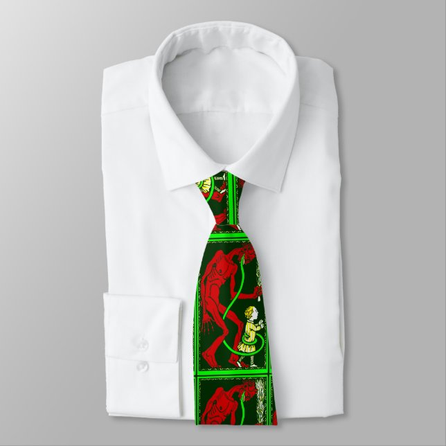 ugly christmas krampus child victorian tie (Tied)