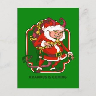 ugly christmas krampus is coming funny holiday postcard