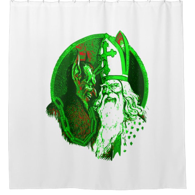 ugly christmas krampus st nicholas santa shower curtain (Front)