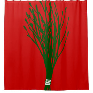 ugly christmas krampus willow rod red shower curtain