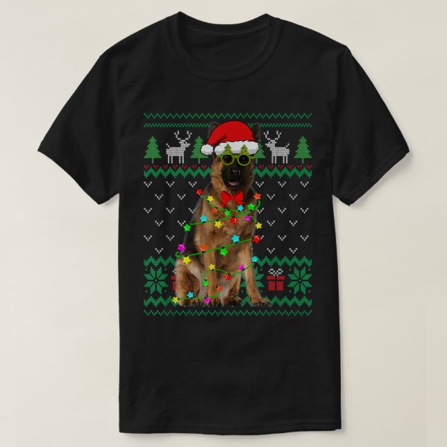 UGLY CHRISTMAS LIGHTS GERMAN SHEPHERD DOG PUPPY  T-Shirt (Design Front)