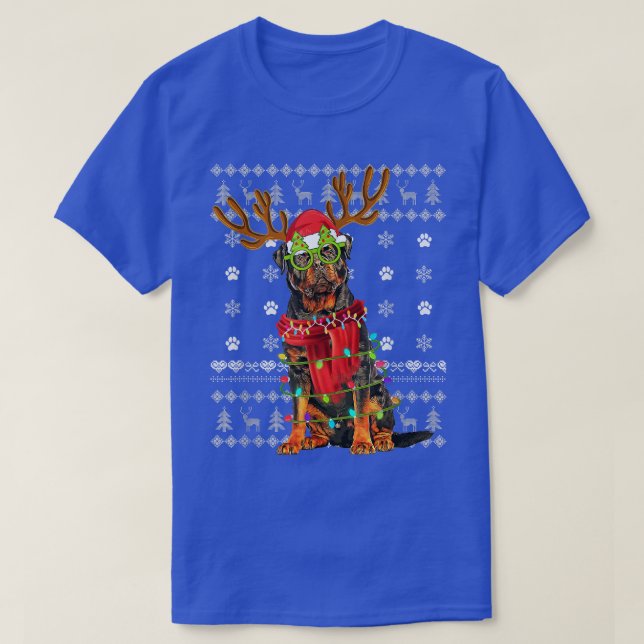 UGLY CHRISTMAS LIGHTS ROTTWEILER DOG PUPPY LOVER  T-Shirt (Design Front)