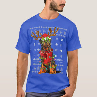 UGLY CHRISTMAS LIGHTS ROTTWEILER DOG PUPPY LOVER  T-Shirt
