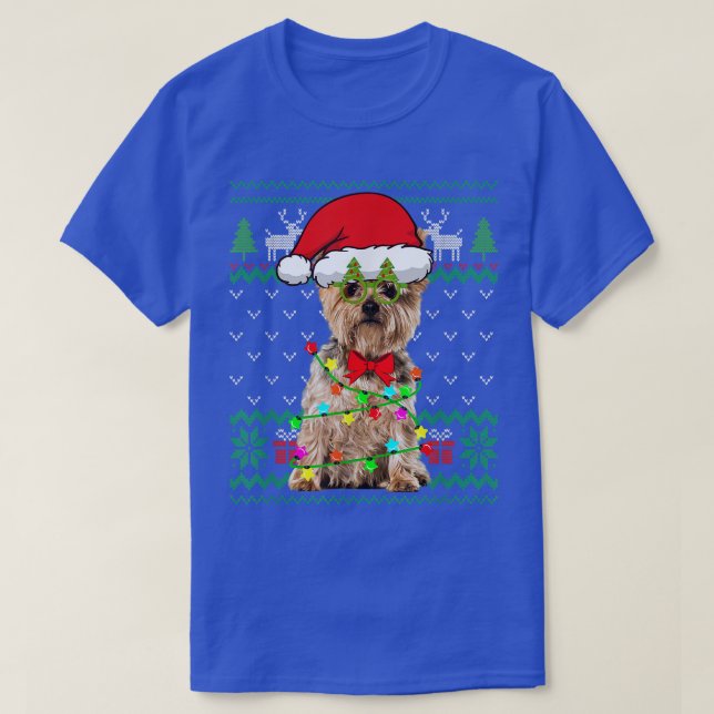 UGLY CHRISTMAS LIGHTS YORKSHIRE TERRIER DOG PUPPY  T-Shirt (Design Front)