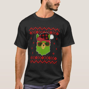 UGLY CHRISTMAS LLAMA BUFFALO PLAID SANTA HAT GAG T-Shirt