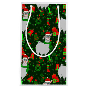 ugly christmas llama santa claus alpaca small gift bag