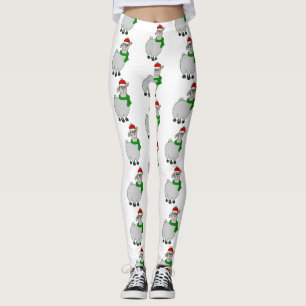 ugly christmas llama santa claus leggings