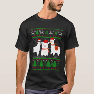 Ugly Christmas Llama Santa Hat Lights Xmas Llama T-Shirt
