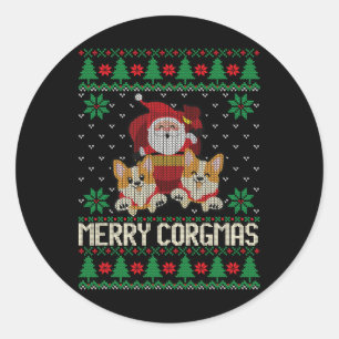 Ugly Christmas Merry Corgmas Corgi Dog Christmas T Classic Round Sticker