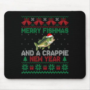 Ugly Christmas Merry Fishmas And A Crape New Year  Mouse Pad