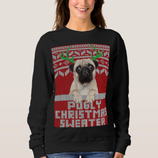 Ugly Christmas Pattern Cute Pug Pugly Christmas Sw Sweatshirt