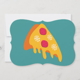 ugly christmas pepperoni pizza snowflakes winter invitation