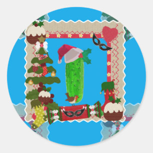 ugly christmas pickle classic round sticker