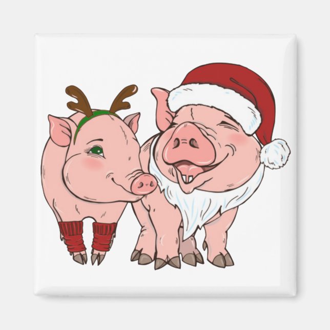 ugly christmas pig magnet (Front)