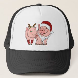 ugly christmas pig trucker hat