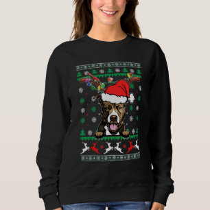 Ugly Christmas Pitbull Reindeer Light Christmas Pa Sweatshirt