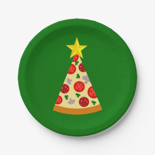 ugly christmas pizza tree funny italian xmas paper plate