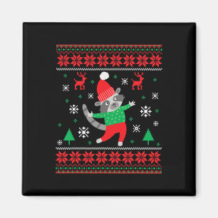 Ugly Christmas Raccoon Xmas Party - Raccoon Lover Magnet