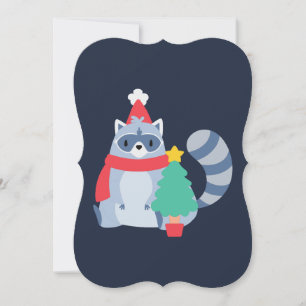 ugly christmas racoon santa xmas tree cute invitation