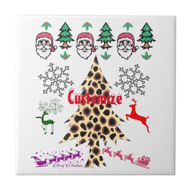 Ugly Christmas Random Mishmash Thunder_Cove Ceramic Tile (Front)