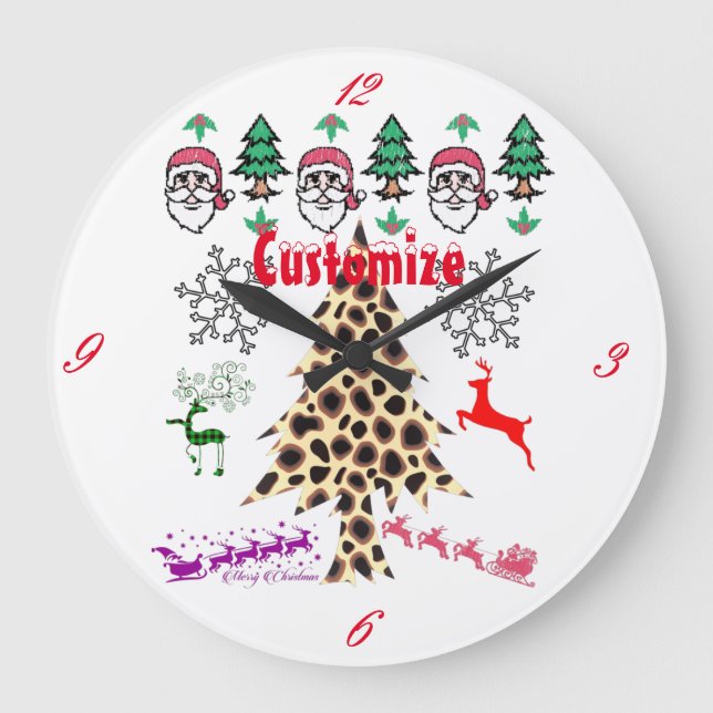 Ugly Christmas Random Mishmash Thunder_Cove Large Clock (Front)