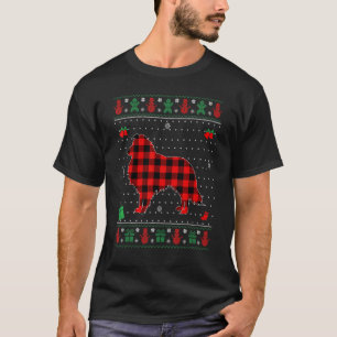 Ugly Christmas Red Plaid Rough Collie Dog Matchin T-Shirt