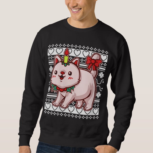 Ugly Christmas Red Xmas Kids Santa Claus Cat Sweatshirt (Front)