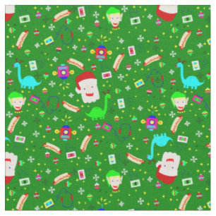 ugly christmas robot santa claus hotdog dinosaur  fabric