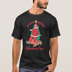 Ugly Christmas Rock And Roll Party Santa Claus T-Shirt