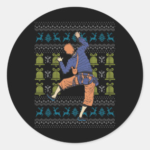 Ugly Christmas Rock Climbing Climber Santa Claus N Classic Round Sticker